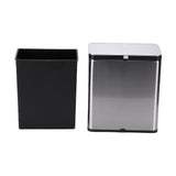 8L Stainless Steel Trash Can Square Design Wall-Mounted Kitchen Garbage Bin with Slide Lid for Home Office Bathroom