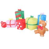9.8ft Xmas Inflatables Outdoor Decorations Gift Boxes and Bear Blow Up Yard Decorations with LED Light for Holiday Party Garden Lawn Winter Decor EU Plug 220-240V