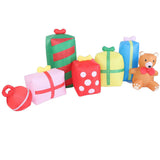 9.8ft Xmas Inflatables Outdoor Decorations Gift Boxes and Bear Blow Up Yard Decorations with LED Light for Holiday Party Garden Lawn Winter Decor EU Plug 220-240V