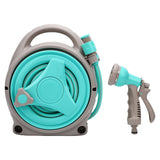 15M Portable Garden Hose Reel with Nozzle Handheld Water Hose Holder Reel for Outdoor Watering Green