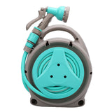 15M Portable Garden Hose Reel with Nozzle Handheld Water Hose Holder Reel for Outdoor Watering Green