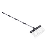Rake for Leaves 22 Tines 16.3 Inch Wide Steel Wire Garden Rake with 5.2FT Long Handle for Lawn Yard Mulch Thatch