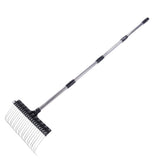 Rake for Leaves 22 Tines 16.3 Inch Wide Steel Wire Garden Rake with 5.2FT Long Handle for Lawn Yard Mulch Thatch