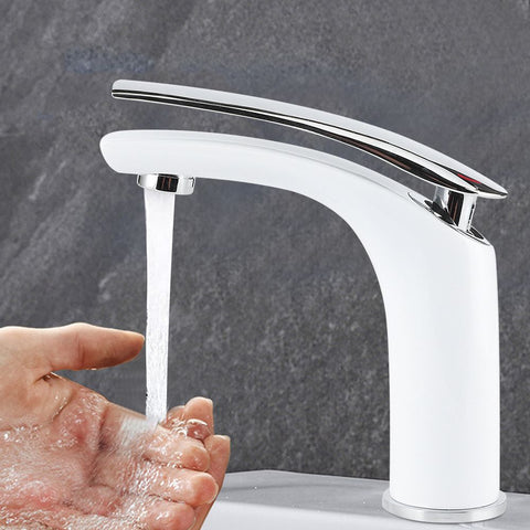 White Paint Washbasin Faucet Hot and Cold Bathroom Hardware Basin Water Tap Standard In Australia - Darrahopens