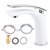 White Paint Washbasin Faucet Hot and Cold Bathroom Hardware Basin Water Tap Standard In Australia - Darrahopens