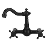 Copper Wall Mounted Bathroom Faucet Dual Handles Bathtub Hot Cold Water Mixer TapB Type Gourd Shaped Short Type