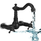 Copper Wall Mounted Bathroom Faucet Dual Handles Bathtub Hot Cold Water Mixer TapB Type Gourd Shaped Short Type