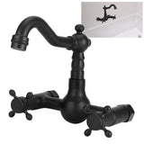 Copper Wall Mounted Bathroom Faucet Dual Handles Bathtub Hot Cold Water Mixer TapB Type Gourd Shaped Short Type