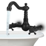 Copper Wall Mounted Bathroom Faucet Dual Handles Bathtub Hot Cold Water Mixer TapB Type Gourd Shaped Short Type