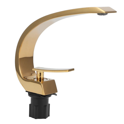 G1/2 Curve Design Undercounter Basin Water Faucet Single Hole Basin Cold and Hot Mixer TapGold In Australia - Darrahopens