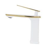 Copper Wash Basin Tap Hot Cold Mixing Faucet with Single Hole Long Handle for Bathroom UseG1/2