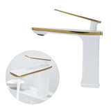 Copper Wash Basin Tap Hot Cold Mixing Faucet with Single Hole Long Handle for Bathroom UseG1/2