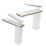 Copper Wash Basin Tap Hot Cold Mixing Faucet with Single Hole Long Handle for Bathroom UseG9/16