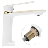 Faucet Hot Cold Mixing Water Tap Wash Basin Tap with Single Spout Long Handle for BathroomG3/8