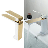 Faucet Hot Cold Mixing Water Tap Wash Basin Tap with Single Spout Long Handle for BathroomG3/8