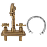 G1/2 Sink Faucet Antique 2 Handle Hot Cold Water Full Copper Basin Mixer Tap for Kitchen Bathroom Golden Type 2