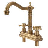 G1/2 Sink Faucet Antique 2 Handle Hot Cold Water Full Copper Basin Mixer Tap for Kitchen Bathroom Golden Type 2
