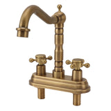 G1/2 Sink Faucet Antique 2 Handle Hot Cold Water Full Copper Basin Mixer Tap for Kitchen Bathroom Golden Type 2