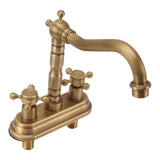 G1/2 Sink Faucet Antique 2 Handle Hot Cold Water Full Copper Basin Mixer Tap for Kitchen Bathroom Golden Type 2