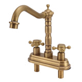 G1/2 Sink Faucet Antique 2 Handle Hot Cold Water Full Copper Basin Mixer Tap for Kitchen Bathroom Golden Type 2