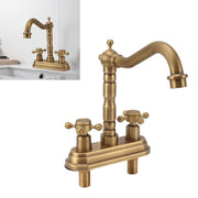 G1/2 Sink Faucet Antique 2 Handle Hot Cold Water Full Copper Basin Mixer Tap for Kitchen Bathroom Golden Type 2