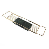 Metal Marble Bathtub Rack Anti Slip Space Saving Multi Functional Expandable Bathtub Tray House Warming Gift Gold Green