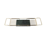 Metal Marble Bathtub Rack Anti Slip Space Saving Multi Functional Expandable Bathtub Tray House Warming Gift Gold Green