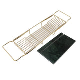 Metal Marble Bathtub Rack Anti Slip Space Saving Multi Functional Expandable Bathtub Tray House Warming Gift Gold Green