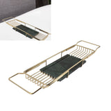 Metal Marble Bathtub Rack Anti Slip Space Saving Multi Functional Expandable Bathtub Tray House Warming Gift Gold Green