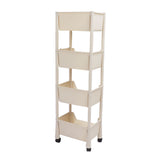 Movable Vertical Shelf PP Essy To Install Save Space Slide Out Utility Cart for Office Bathroom 4 Layers With Wheel