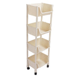 Movable Vertical Shelf PP Essy To Install Save Space Slide Out Utility Cart for Office Bathroom 4 Layers With Wheel