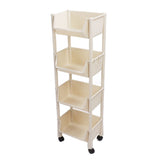 Movable Vertical Shelf PP Essy To Install Save Space Slide Out Utility Cart for Office Bathroom 4 Layers With Wheel