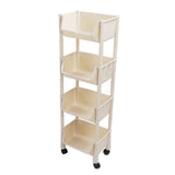 Movable Vertical Shelf PP Essy To Install Save Space Slide Out Utility Cart for Office Bathroom 4 Layers With Wheel