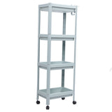Bathroom Floor Storage Shelf Bathroom Storage Open Shelf Unit Freestanding Corner Rack Shelves Storage Rack Nordic Blue 4 Tier (with Wheels)