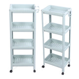 Bathroom Floor Storage Shelf Bathroom Storage Open Shelf Unit Freestanding Corner Rack Shelves Storage Rack Nordic Blue 4 Tier (with Wheels)