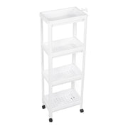 Bathroom Tower Shelf Plastic Freestanding Storage Rack Organizer Multifunctional Shelving Unit for Living Room Bedroom Kitchen White 4 Layers (with Wheel) In Australia - Darrahopens