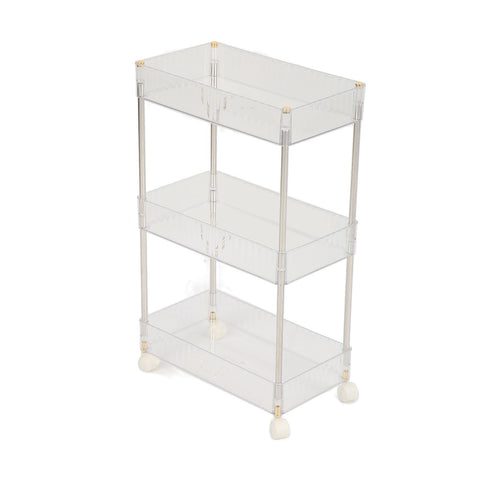 Kitchen Storage Rack Cart Multifunctional 3 Layers ABS Slim Rolling Utility Cart for Bathroom Snacks Cosmetics In Australia - Darrahopens