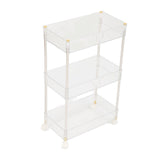 Kitchen Storage Rack Cart Multifunctional 3 Layers ABS Slim Rolling Utility Cart for Bathroom Snacks Cosmetics