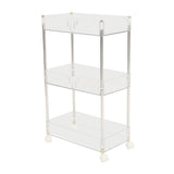 Kitchen Storage Rack Cart Multifunctional 3 Layers ABS Slim Rolling Utility Cart for Bathroom Snacks Cosmetics