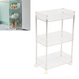 Kitchen Storage Rack Cart Multifunctional 3 Layers ABS Slim Rolling Utility Cart for Bathroom Snacks Cosmetics