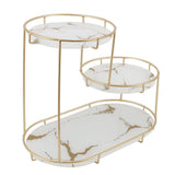 Makeup Shelf Organizer Iron Glass Stylish Modern Bathroom Countertop Organizer for Cosmetic Perfume Skincare White Background In Australia - Darrahopens