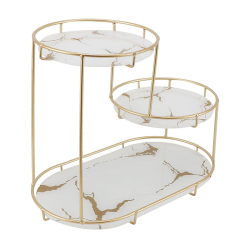 Makeup Shelf Organizer Iron Glass Stylish Modern Bathroom Countertop Organizer for Cosmetic Perfume Skincare White Background In Australia - Darrahopens