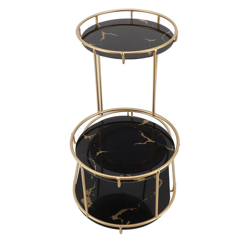 Makeup Shelf Organizer Iron Glass Stylish Modern Bathroom Countertop Organizer for Cosmetic Perfume Skincare Black Background In Australia - Darrahopens