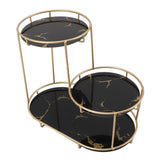 Makeup Shelf Organizer Iron Glass Stylish Modern Bathroom Countertop Organizer for Cosmetic Perfume Skincare Black Background