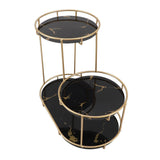 Makeup Shelf Organizer Iron Glass Stylish Modern Bathroom Countertop Organizer for Cosmetic Perfume Skincare Black Background