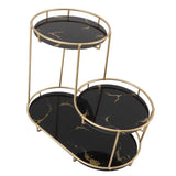 Makeup Shelf Organizer Iron Glass Stylish Modern Bathroom Countertop Organizer for Cosmetic Perfume Skincare Black Background