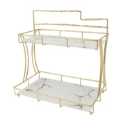 Countertop Storage Rack Double Layer Waterproof Counter Organizer Shelf with Electric Toothbrush Holder for Bathroom White Background Gold Grain In Australia - Darrahopens