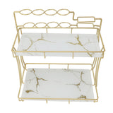 Countertop Storage Rack Double Layer Waterproof Counter Organizer Shelf with Electric Toothbrush Holder for Bathroom White Background Gold Grain