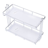 Countertop Organizer 2 Tier Storage Shelf Stainless Steel Acrylic Plate Large Capacity Spice Rack for Bathroom Kitchen L