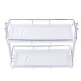 Countertop Organizer 2 Tier Storage Shelf Stainless Steel Acrylic Plate Large Capacity Spice Rack for Bathroom Kitchen L